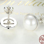 925 Sterling Silver Elegant White Pearl  Earrings