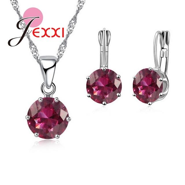 Crystal  925 Sterling Silver Necklace-Earring  Set