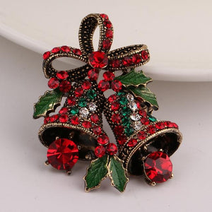 Lovely Two Bow Bells Christmas Brooch