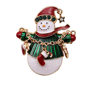 Snowman Crystal Christmas Brooch