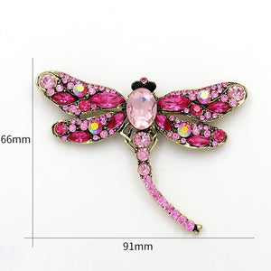 Large Crystal Dragonfly Brooch