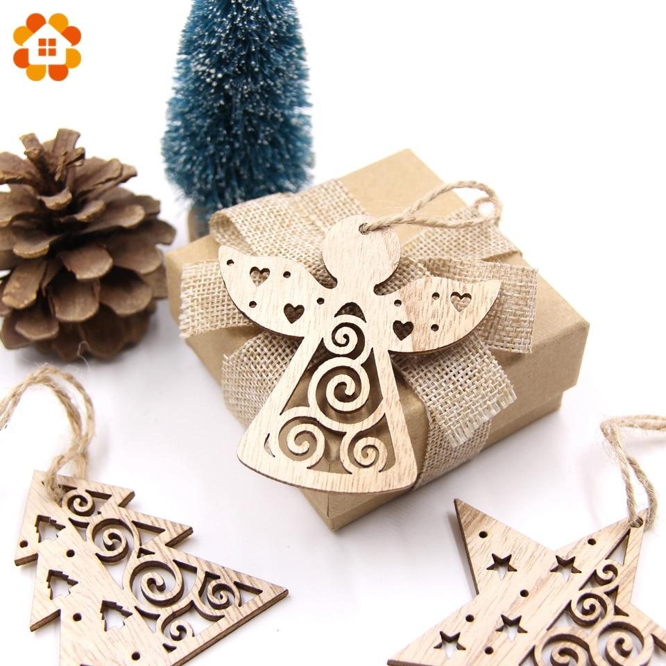 6PCS Wooden Xmas Tree Ornaments