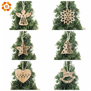 6PCS Wooden Xmas Tree Ornaments