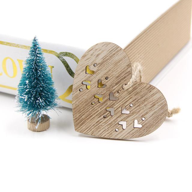 6PCS Wooden Xmas Tree Ornaments