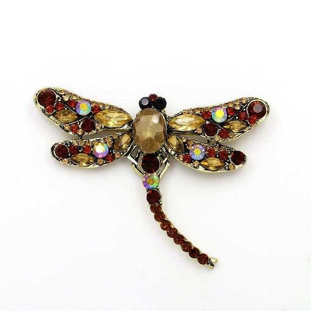 Large Crystal Dragonfly Brooch