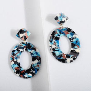 Geometric Oval Dangle Earrings