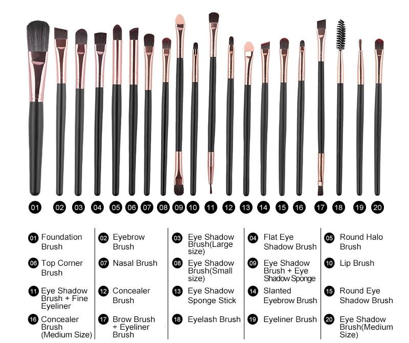 20Pcs Professional Makeup Brushes Set