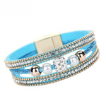 Multi-layer Crystal Beaded Leather Bracelet