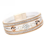 Multi-layer Crystal Beaded Leather Bracelet