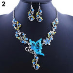 Butterfly Boho Flower Rhinestone Summer  Necklace & Earrings