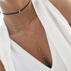 Shiny Multilayer Crystal Shell Moon Necklaces