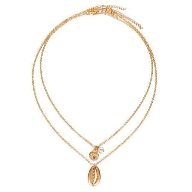 Shiny Multilayer Crystal Shell Moon Necklaces – Boho Bay Gems