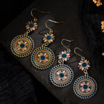 Vintage Ethnic Boho Flower Oil Drop Dangle  Earrings