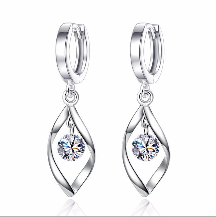 Moonlight Twist 925 Silver Crystal Earrings