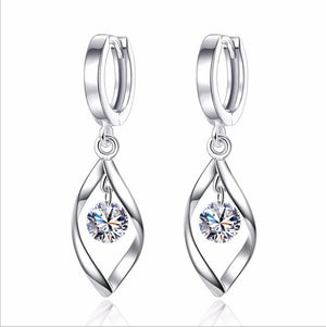 Moonlight Twist 925 Silver Crystal Earrings