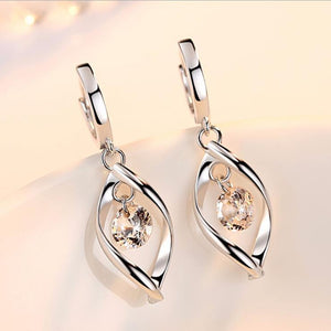 Moonlight Twist 925 Silver Crystal Earrings