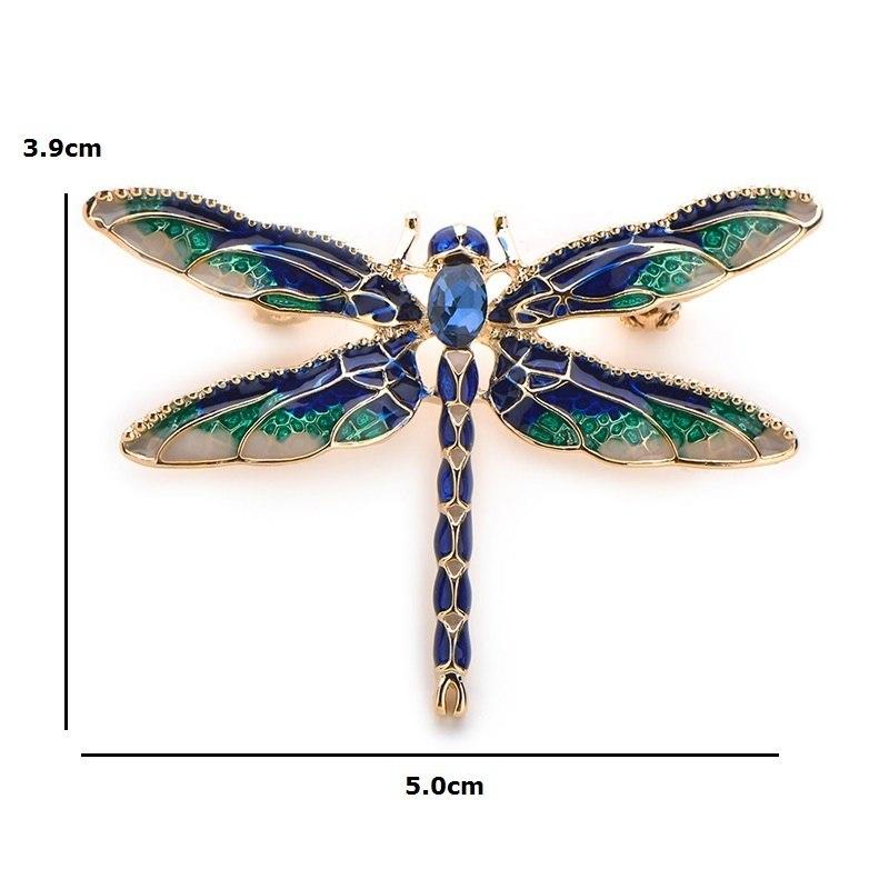 Green Purple Enamel Dragonfly  Brooch