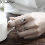 925 Sterling Silver Crystal Triangle Feather Ring