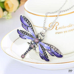 Dragonfly Rhinestones Charms Chic Necklace