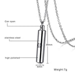 Stainless Steel Cylindrical Dog Paw Urn Necklace