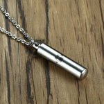 Stainless Steel Cylindrical Dog Paw Urn Necklace