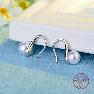 925 Sterling Silver Pearl Teardrop Earrings