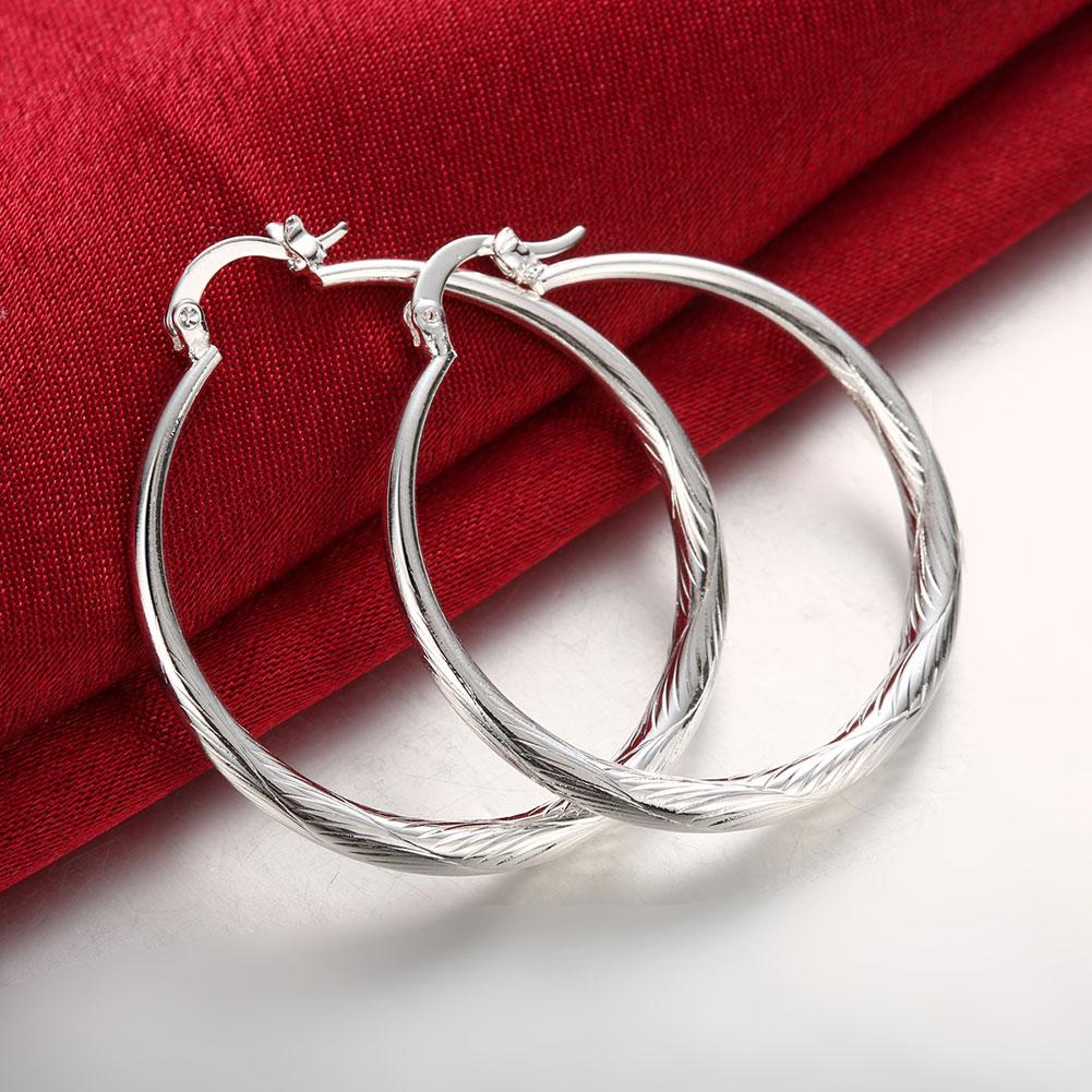 Elegant 925 Silver Shiny Hoop Earrings