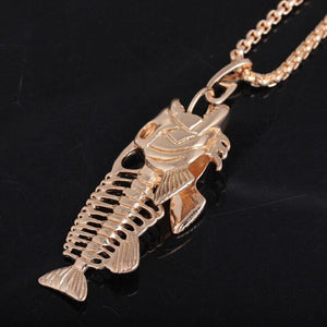 Exaggerated Fish & Fishing Hook Pendant