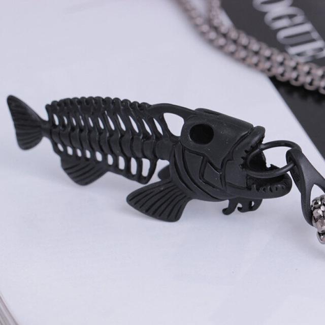 Exaggerated Fish & Fishing Hook Pendant